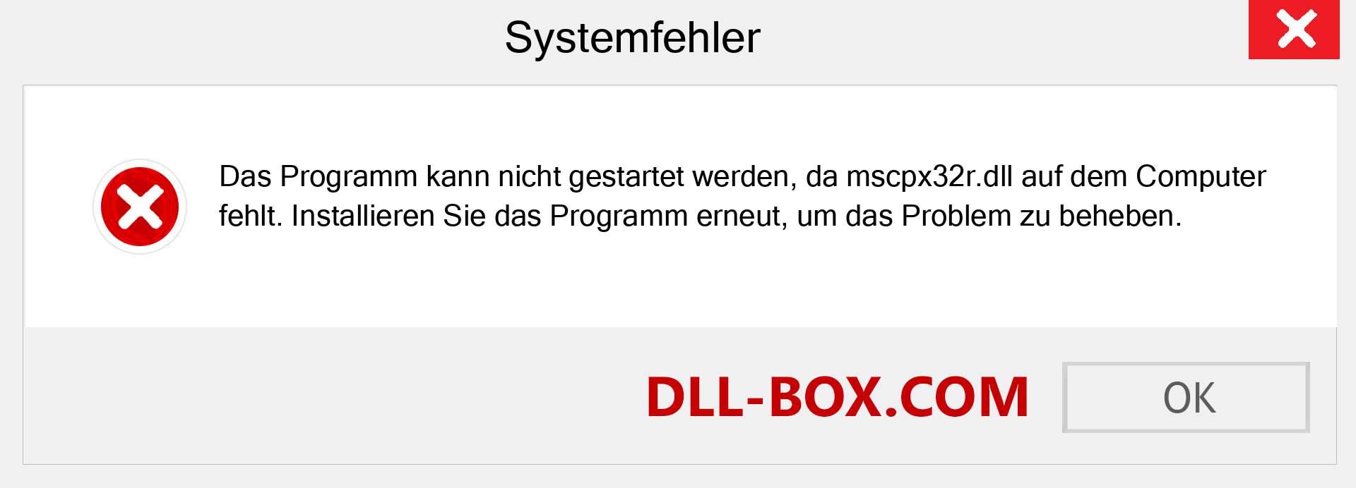 mscpx32r.dll-Datei fehlt?. Download für Windows 7, 8, 10 - Fix mscpx32r dll Missing Error unter Windows, Fotos, Bildern