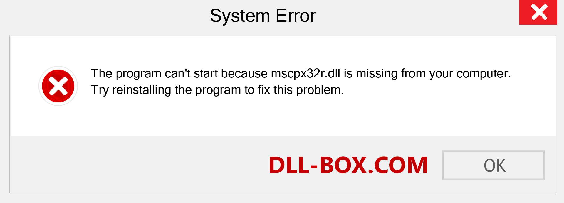  mscpx32r.dll file is missing?. Download for Windows 7, 8, 10 - Fix  mscpx32r dll Missing Error on Windows, photos, images